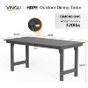 VINGLI 6-Person Outdoor Dining Table, HDPE All-Weather Rectangle Patio Dining Table with Umbrella Hole, Outdoor Patio Table for Garden, Backyard - 3 of 4