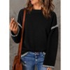 Coolmee Womens Sweaters Fashion Crewneck Loose Fit Long Sleeve Contrast Cable Knit Pullover Sweater Jumper Tops - 2 of 4