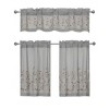 Kate Aurora Shabby Sheer Embroidered Complete 3 Piece Floral Rod Pocket Cafe Kitchen Curtain Tier & Valance Set - image 2 of 4