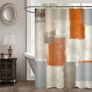 BAGOKIE Shower Curtain Set with 12 Hooks, Washable Fabric Shower Curtain, Rustic Farmhouse Bathroom Shower Curtain, 72x72 Inches - 1 of 4