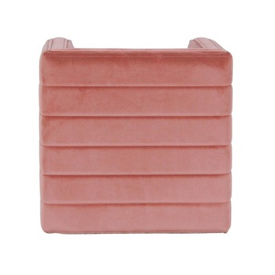 Velvet Tufted Rectangular Footstool in Blush Pink