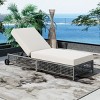 Patio Chaise Lounge Chair Set Of 3, Pool Lounge Chairs With 5-Position Backrest, Pool Lounge Chairs With Cushion And Wheels-Cuddlewood - 2 of 4