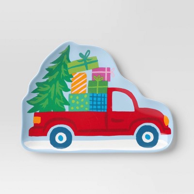 10.5" Christmas Melamine Red Truck Appetizer Plate - Wondershop™: Holiday BPA-Free Dishwasher-Safe Dining Plate