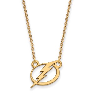 Black Bow Jewelry 14k Yellow Gold Plated Sterling Silver Tampa Bay Lightning NHL Necklace 18 Inch - 1 of 4