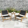 Resenkos Patio Dining Chairs, Patio Kitchen Chairs,Indoor Patio Teak Wooden Chair with Woven Webbing Seat and Backrest Brown - 2 of 4