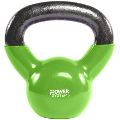 Power Systems Premium Vinyl Covered Cast Iron Kettlebell Prime Home Gym Exercise Weight Training Accessory, 30 Pounds, Green