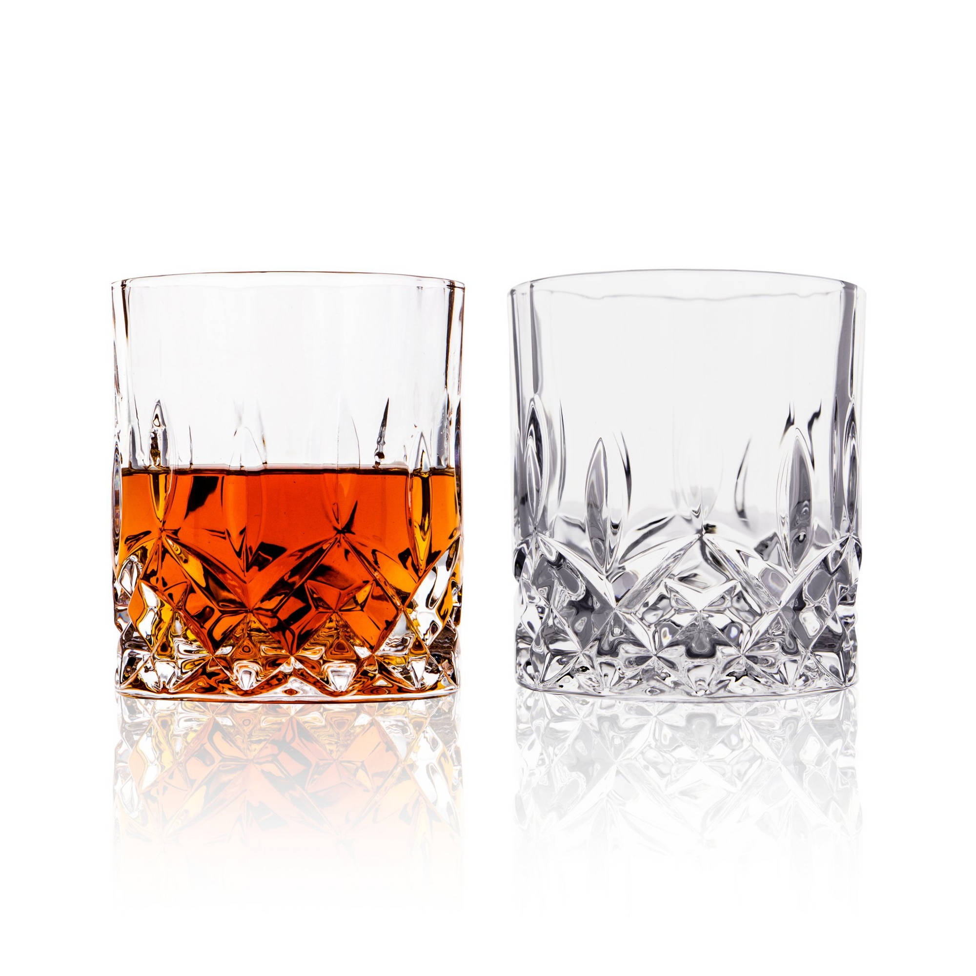 Crystal Cut Old Fashioned Whiskey Glasses - 10oz (Set of 2)