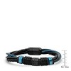 Steeltime Men's black braided leather and black/blue ip stainless steel beads bracelet with greek key accents - 3 of 4