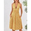 Coolmee Women's Summer Boho Floral Sundress Sleeveless Halter Neck  Ruffle Mini Dresses with Pocket - 2 of 4