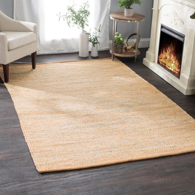 Handwoven Blue and Beige Jute Stripe Area Rug, 4' x 6'