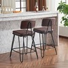 FURNIinspire Dining Chairs Set Of 2 Bar Stools, Vintage Dining Chair Height Chairs Versatile Dining Room Chairs, Brown, 19.29"*16.14"*35.83" - 2 of 4