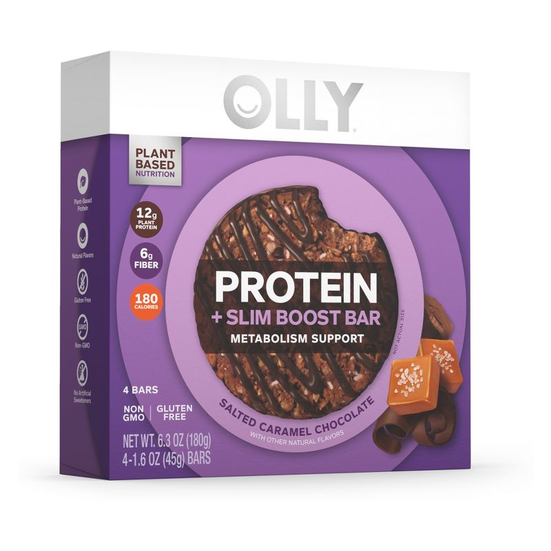 Olly Protein + Slim Boost Bar - Salted Caramel Chocolate - 4ct, 1 of 5