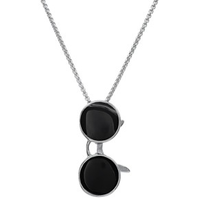Steeltime 24" Men's stainless steel and black enamel sunglasses pendant - 1 of 4