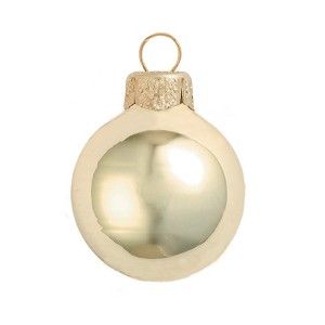Northlight 6ct Champagne Gold Shiny Finish Glass Christmas Ball Ornaments 4" (100mm) - 1 of 2