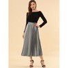 INSPIRE CHIC Women's Party Elastic Waist Metallic Shiny Accordion Pleated Midi Skirt - 3 of 4