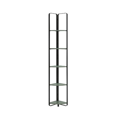 miBasics 71" Naija Corner Bookcase Minimalist 5 Shelves with Textured Shelves