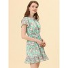 INSPIRE CHIC Women's Ruffle Sleeve Self-Tie V Neck Mini A-Line Floral Dress - 3 of 4