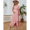Coolmee Maternity Puff short Sleeve Maxi Dress V Neck Pregnancy Dresses for Baby Shower Photoshoot - 4 of 4