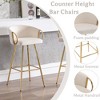 QingMoon Modern Velvet Bar Stools, 30" Counter Height Chairs Set of 2 with Gold Legs and Chrome Footrest for Kitchen Island, Home Pub - 3 of 4
