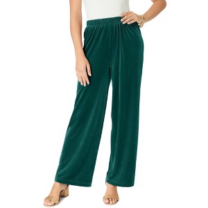Roaman's Wide Leg Velour Pant - 1 of 4