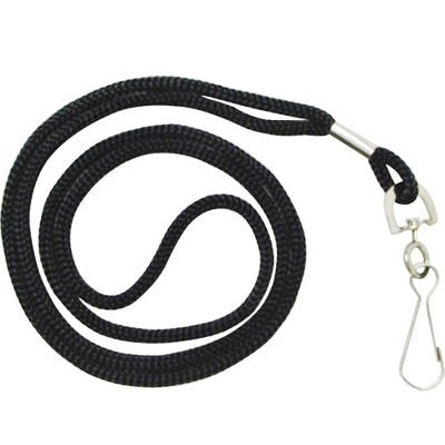 kemp Economy Rope Lanyard - Soft Nylon Lanyards for ID Badges, 19” Long, 6 Warp Thickness Black pack 1