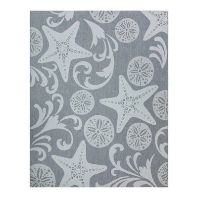 Gertmenian 5'2"x7' Paseo Canoa Woven Indoor/Outdoor Accent Rug: Stain-Resistant, Belgium Crafted, Seashell Pattern