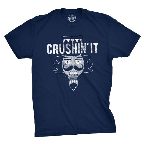 Мужские футболки Crazy Dog T-Shirts, Inc. Mens Crushin It T Shirt Funny Christmas Nutcracker Tee - Crazy Dog Men's T Shirt Gift For Christmas Navy L