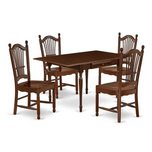 HomeStock 5-Pc Mahogany Finish Solid Wood Top - Dining Room Set with Dropleaf - Seats 4 - 1 of 4