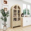 70" Tall Arched Kitchen Pantry - Modern Farmhouse Wood Storage Cabinet with Adjustable Shelves for Kitchen, Dining Room, Living Room-Tanpinhause - 2 of 4