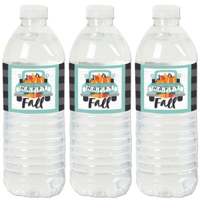 Big Dot of Happiness Happy Fall Truck - Harvest Pumpkin Party Water Bottle Sticker Labels - Set of 20