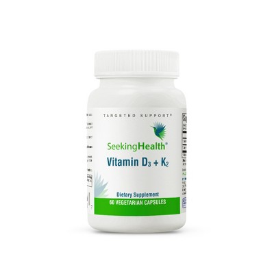 Seeking Health Vitamin D3 + K2 - 5000 IU of D3 (As Cholecalciferol) - 100 mcg of K2 (As Menaquinone-7) - 60 Vegetarian Capsules