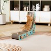 SEVOBAL L-Shape Cat Scratcher Lounge Corrugated Cardboard Scratching Pad for Indoor Cats Durable Cat Furniture with Feather Spring Toy Cartoon Design - 2 of 4