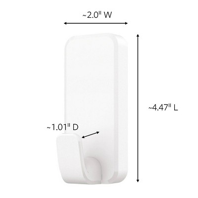 Extra Large White Plastic Adhesive Wall Hooks, 10lb Capacity