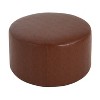 Okak Round Ottoman Bench Coffee Table Soft Upholstered Foot Rest Faux Leather Small Ottomans Foot Stools for Living Room, Entryway,Bedroom, Brown - 2 of 4