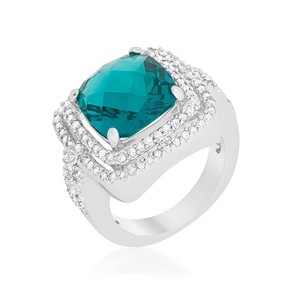 Slickblue Candy Aqua Cocktail Ring for Women – Rhodium-Plated with Multi-Faceted Cubic Zirconia, Sizes 5-10 - 1 of 4