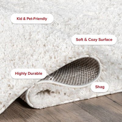 Luxurious White Shag Runner Rug, 2' 6" x 6', Easy Care Synthetic