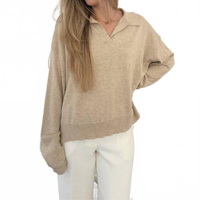 Women's Aiden V-neck Collared Pullover Sweater - Things Between