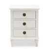 Venezia French - Inspired Rustic Washed Wood 3 - Drawer Nightstand - White - Baxton Studio - 3 of 4