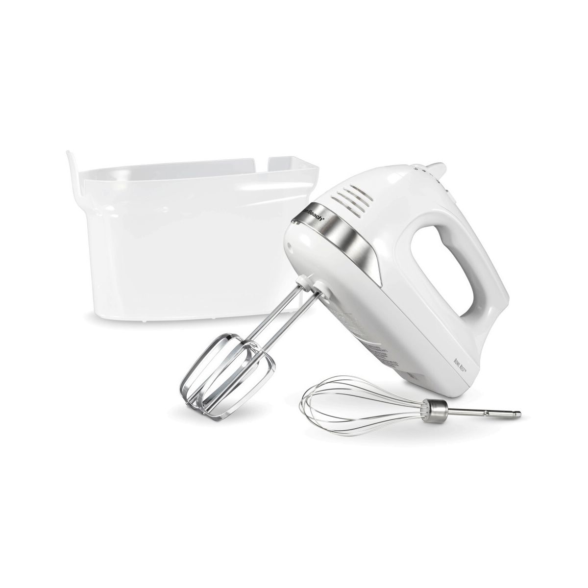 Hamilton Beach 6 Speed Hand Mixer Snap-On Case White 62629: Handheld Mixer for Kitchen, 275W, Dishwasher-Safe Parts