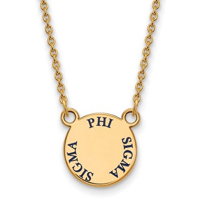 Black Bow Jewelry 14k Yellow Gold Plated Sterling Silver Phi Sigma Sigma Greek Life Necklace 18 Inch