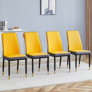 CAVINAS 4-Piece Modern PU Leather Dining Chairs, Kitchen Side Chair with PU Material High Back Seat and Sturdy White Leg - 1 of 4