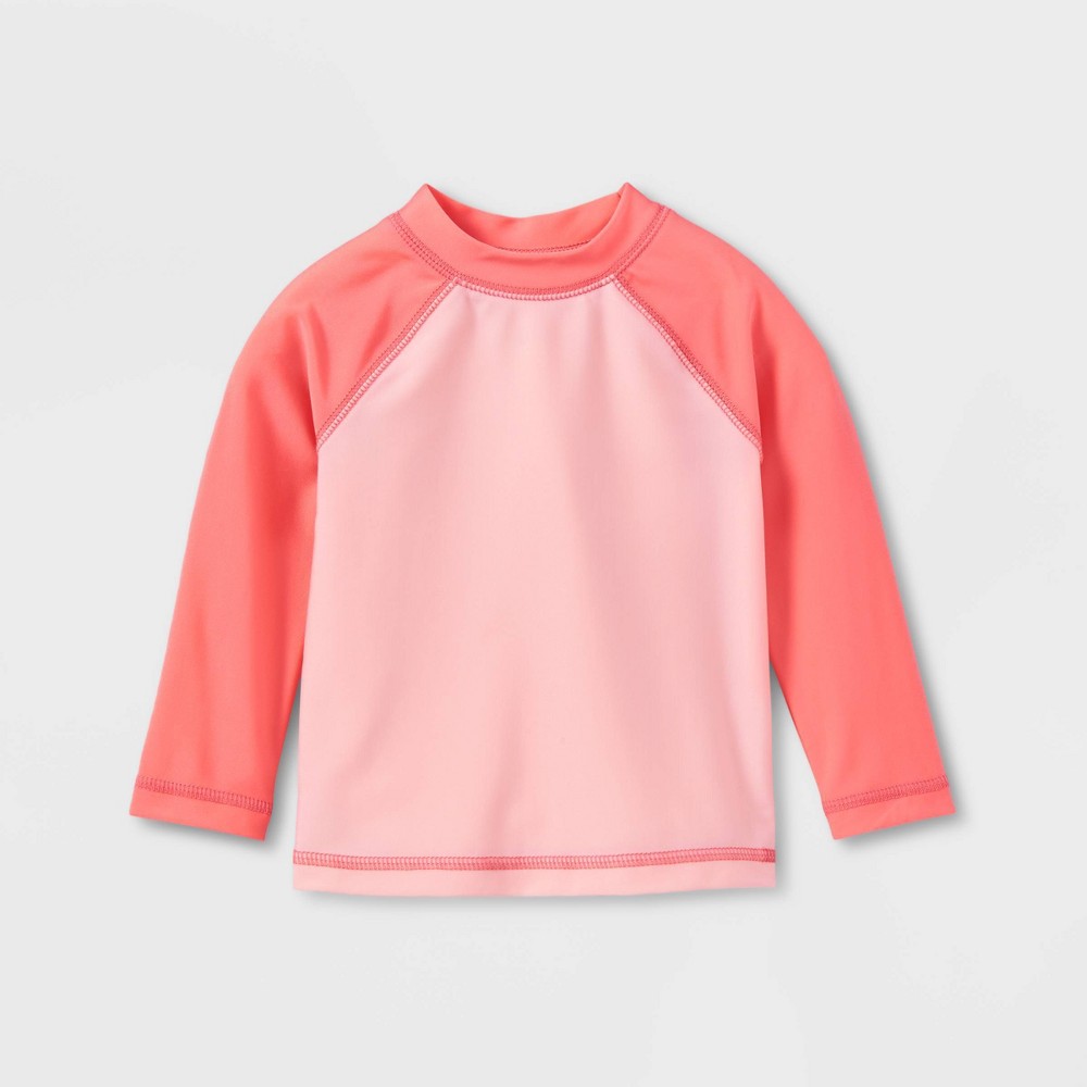 Baby Raglan Long Sleeve Rash Guard Top - Cat & Jack Coral Red 3-6M