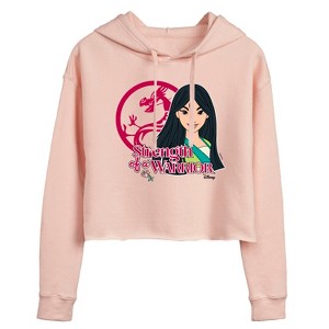 Women's - Disney Princess - Strength Of A Warrior Cropped Graphic Hoodie - 1 of 3