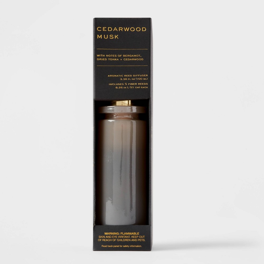 Photos - Air Freshener 100ml Cedarwood Musk Black Label Fiber Oil Reed Diffuser - Threshold™
