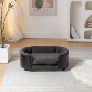 Pet Sofa,Luxury Dog Beds With Solid Wood Legs And Bent Wood Back,Dog Couch Bed,Affordable Dog Kennel,Unique Dog Beds-Cuddlewood - 1 of 4