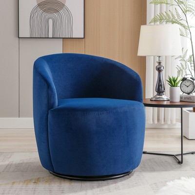 Velvet 360° Swivel Accent Armchair, Barrel Chair With Black Powder ...