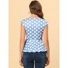 Allegra K Women's V Neck Sleeveless Self Tie Wrap Front Dotted Blouse - 4 of 4