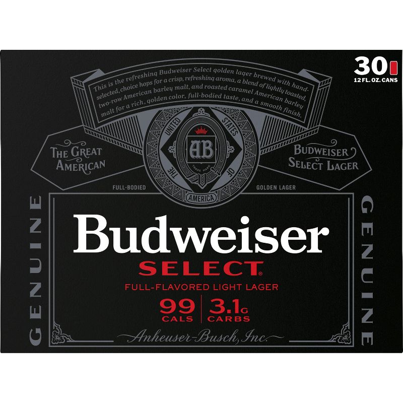 Budweiser Select Full-Flavored Light Lager Beer - 30pk/12 fl oz Cans, 3 of 12
