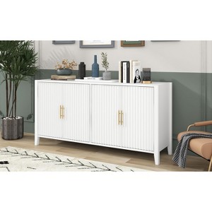 NicBex Buffet Cabinet with Storage and 4-Vertical Wavy Slatted Doors,Modern Sideboard Cabinet with Metal Handles,Storage Cabinet for Living Room,White - 1 of 4