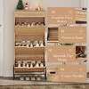 Shoe Cabinet, Shoe Storage with 3 Flip Doors, Natural Rattan Shoe Rack with Adjustable Shelf, 1 Drawer, Shoe Organizer Cabinet for Entryway - 4 of 4